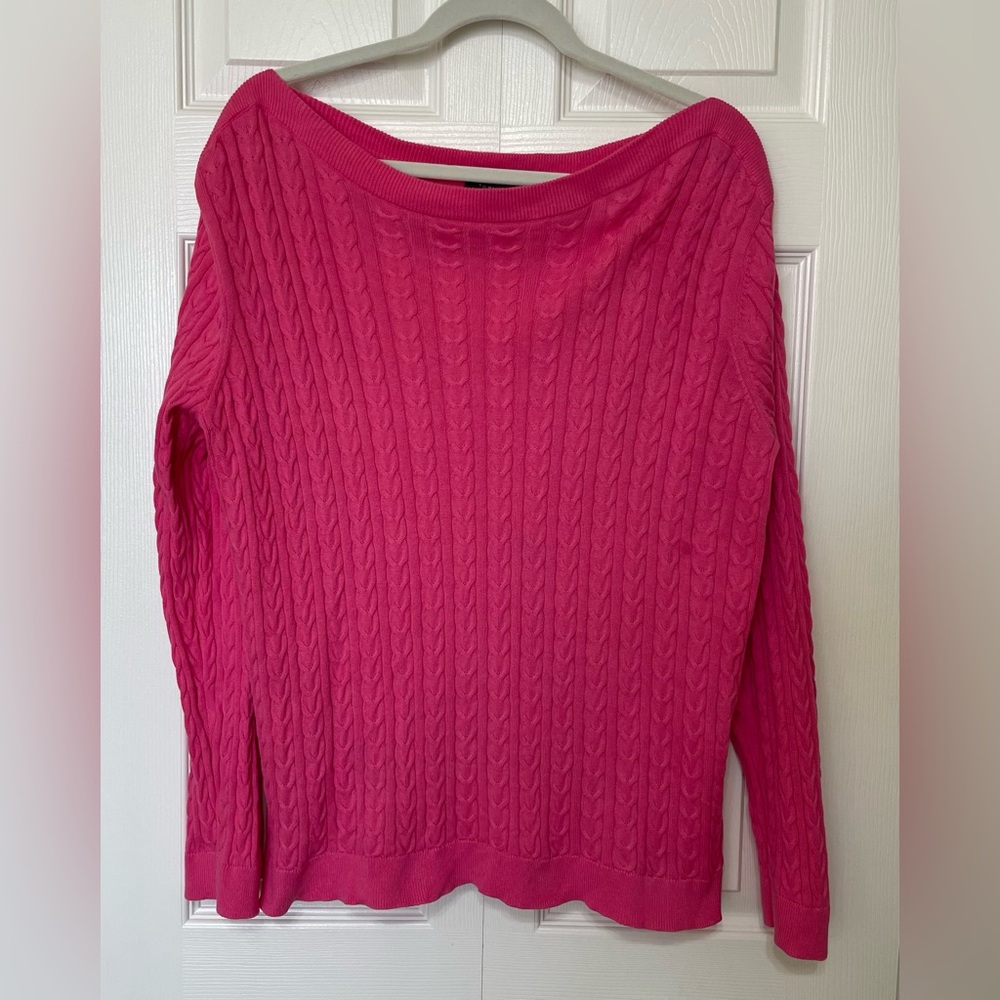Tommy Hilfiger Hot Pink Off-the-Shoulder Sweater
